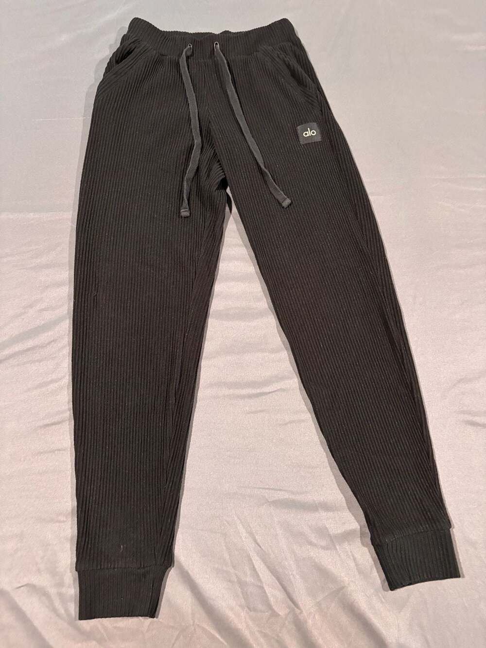 Alo Yoga Muse Ribbed Knit Jogger Sweatpants Black Women’s XS